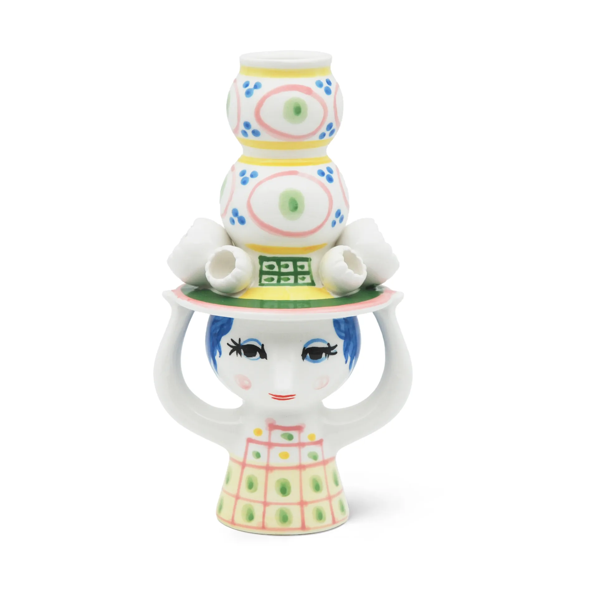 Lady with hat Kerzenständer H16 cm, Rosa Bjørn Wiinblad