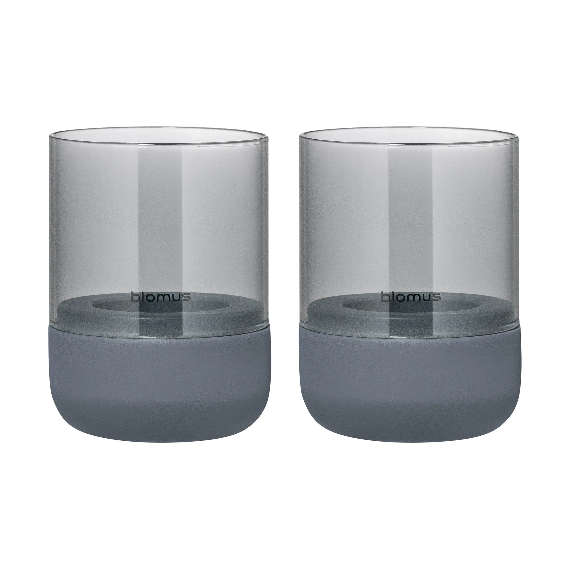 Calma Windlicht Ø7cm 2er Pack, Steel grey-Smoke blomus
