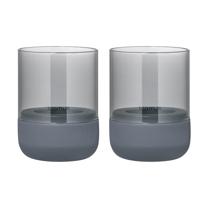 Calma Windlicht Ø7cm 2er Pack - Steel grey-Smoke - Blomus