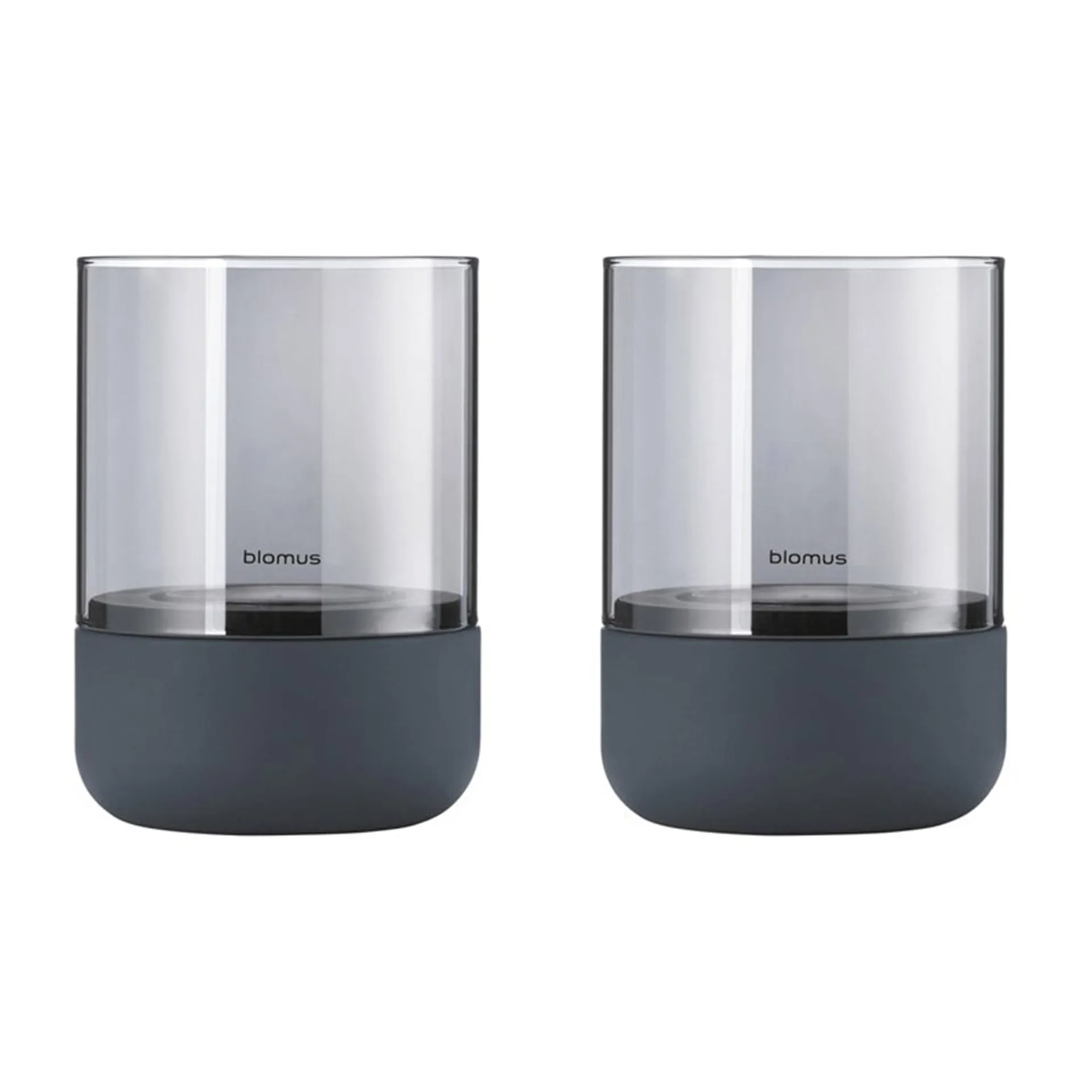 Calma Windlicht Ø7cm 2er Pack, Steel grey-Smoke blomus