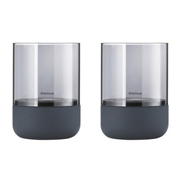 Calma Windlicht Ø7cm 2er Pack - Steel grey-Smoke - blomus