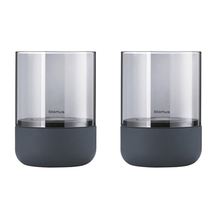 Calma Windlicht Ø7cm 2er Pack, Steel grey-Smoke blomus