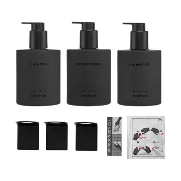Kirei Glasflaschen inkl. Wandhalterung 3er-Pack - Smoke, leimmontiert - blomus