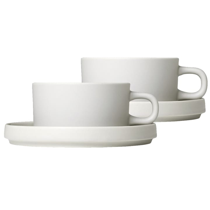 Pilar Teetasse mit Untersetzer 2er Pack, Moonbeam blomus