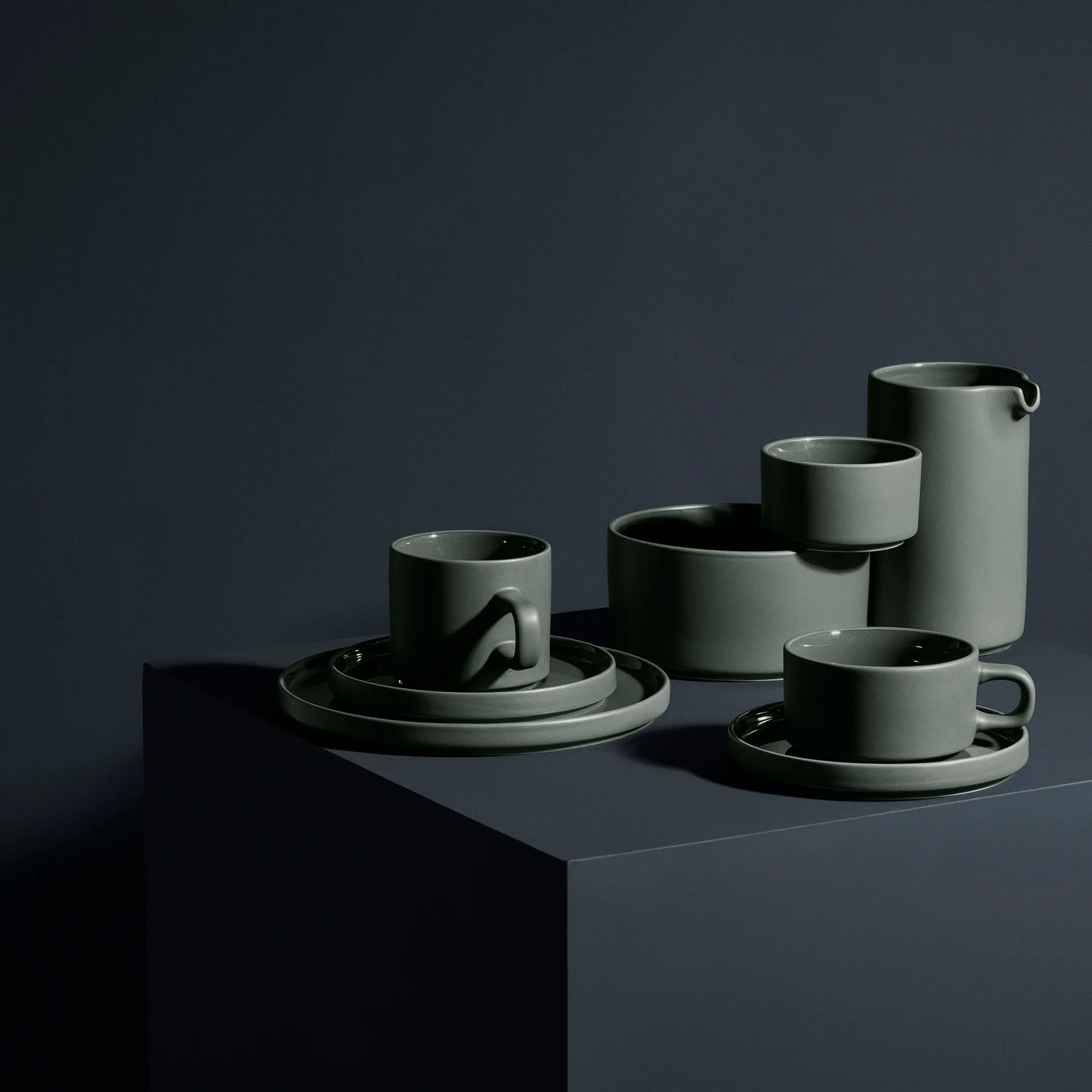 Pilar Teetasse mit Untersetzer 2er Pack, Pewter blomus