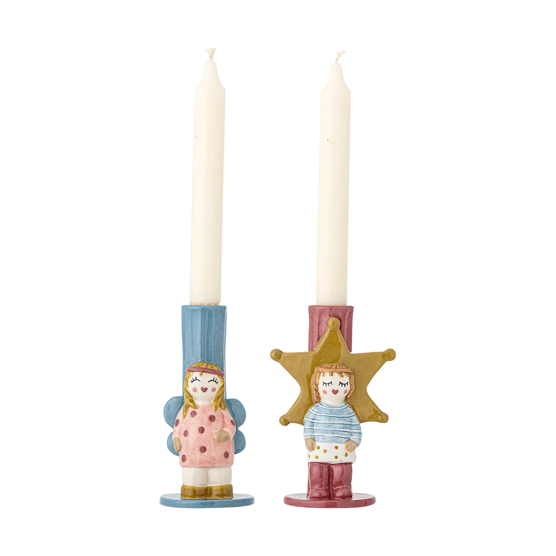 Bisby Kerzenhalter, Blau-Rosa, 2-teilig, 15 cm Bloomingville