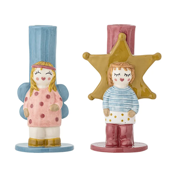 Bisby ljusstake - Blau-Rosa, 2-teilig, 15 cm - Bloomingville