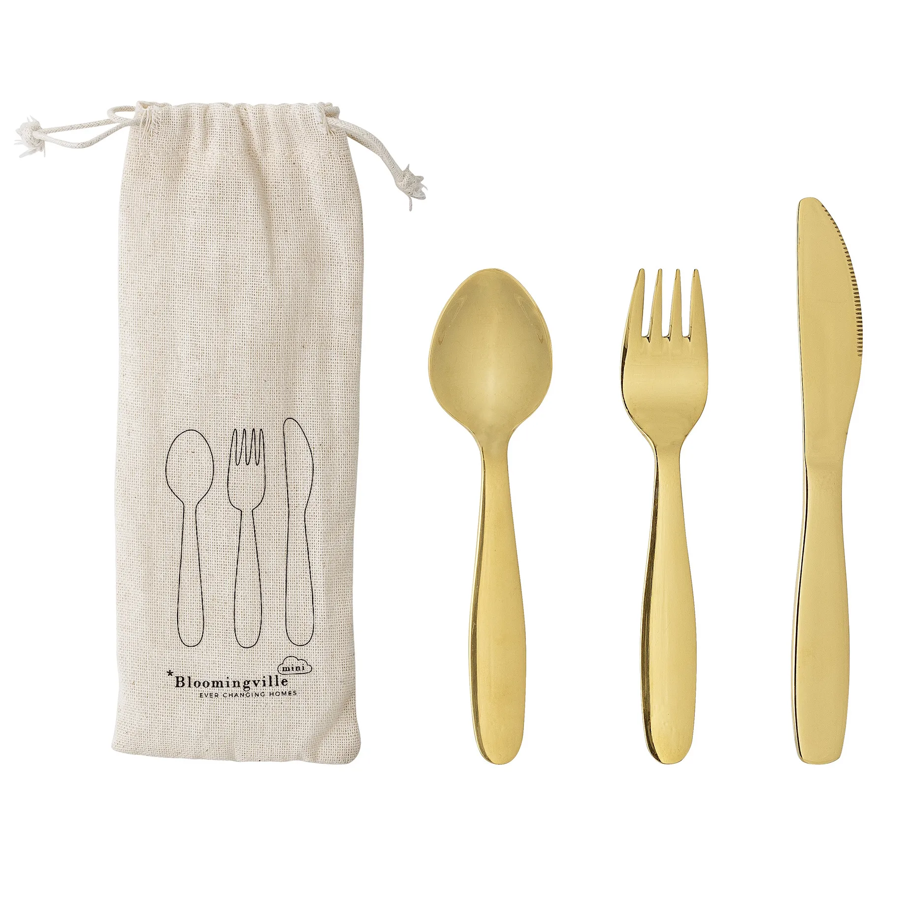 Bloomingville Mini Kinderbesteck 3 Teile, Gold Bloomingville