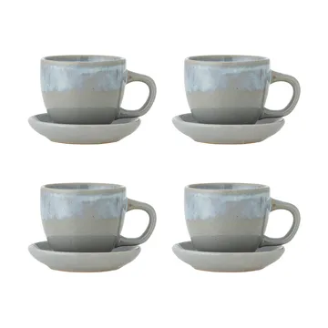 Brenta Tasse mit Untertasse 4-teilig - Blau - Bloomingville
