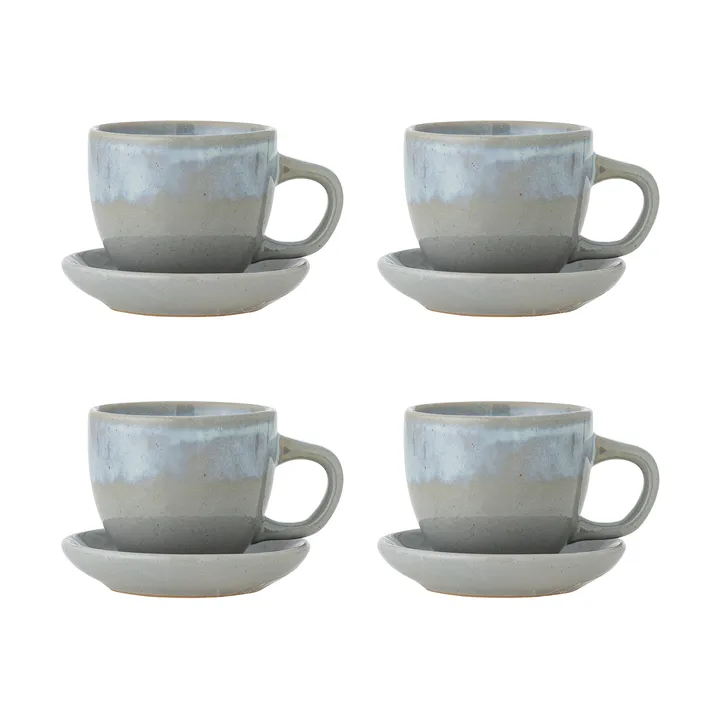 Brenta Tasse mit Untertasse 4-teilig - Blau - Bloomingville
