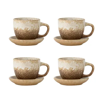 Brenta Tasse mit Untertasse 4-teilig - Natur - Bloomingville