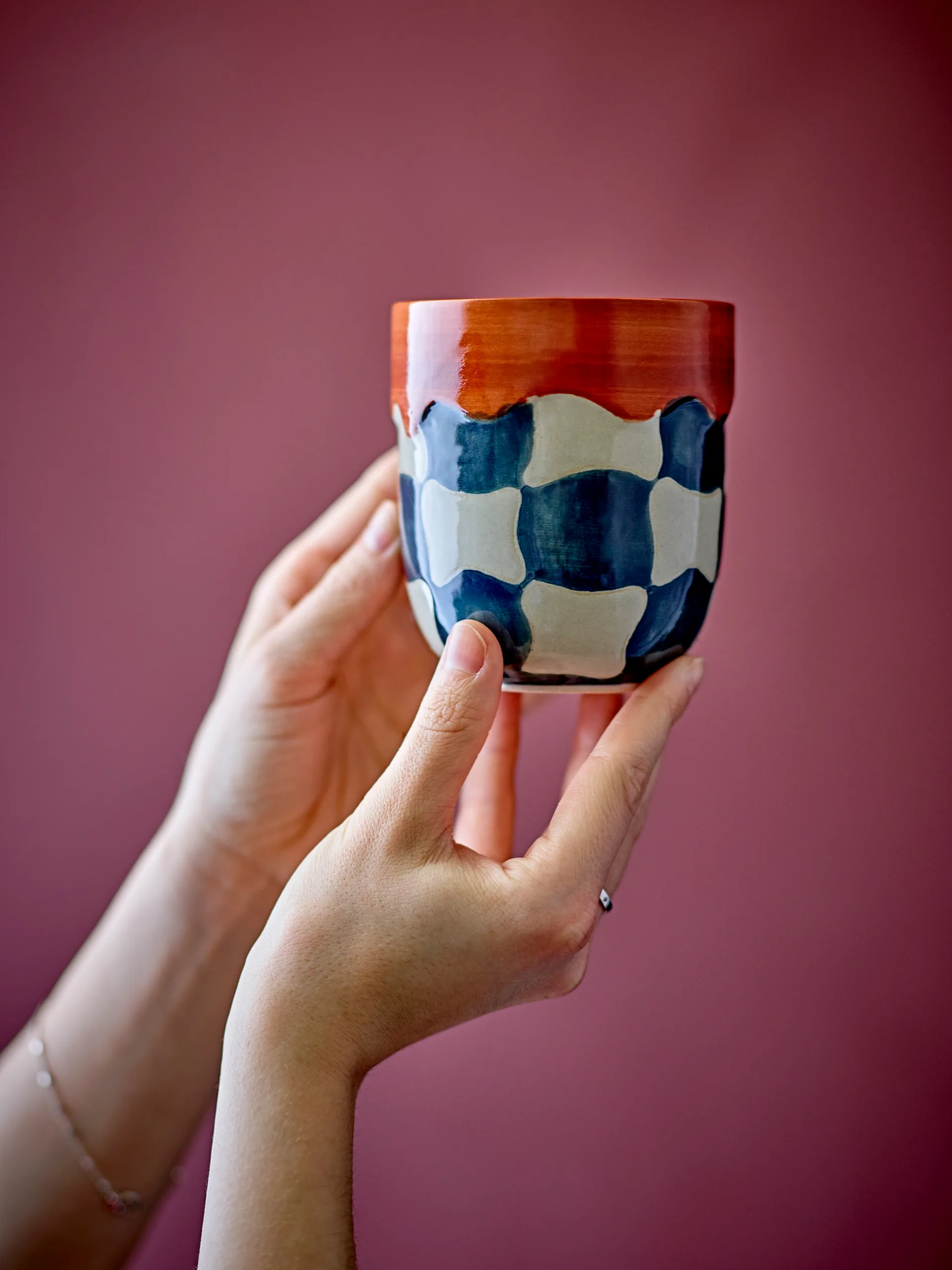 Check Tasse 4-teilig, Blau Bloomingville