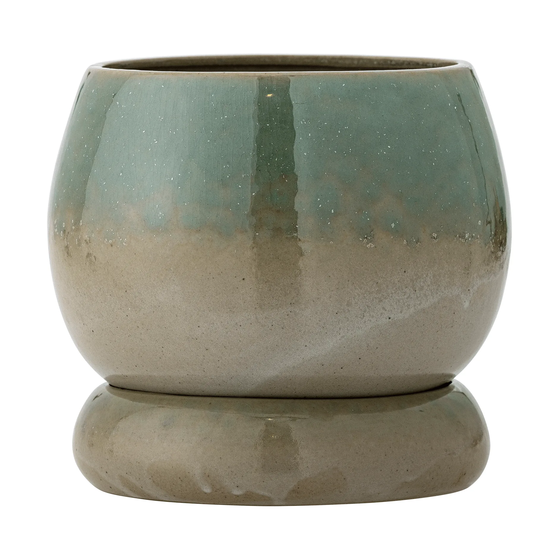 Imke Übertopf mit Untersetzer, Grün, 18,5x17,5 cm Bloomingville