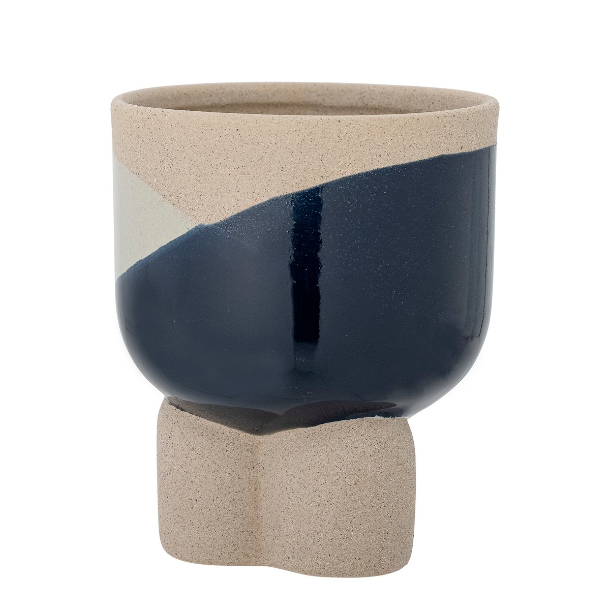 Bloomingville Iness Blumentopf hoch Blau-beige