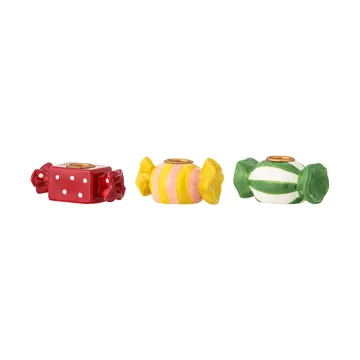 Leiano Kerzenhalter - Gelb-Rot-Grün, 3 Teile, 10 cm - Bloomingville