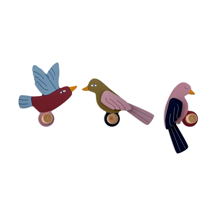 Lewi Haken 3 Teile - Vögel, Blau-Rosa - Bloomingville