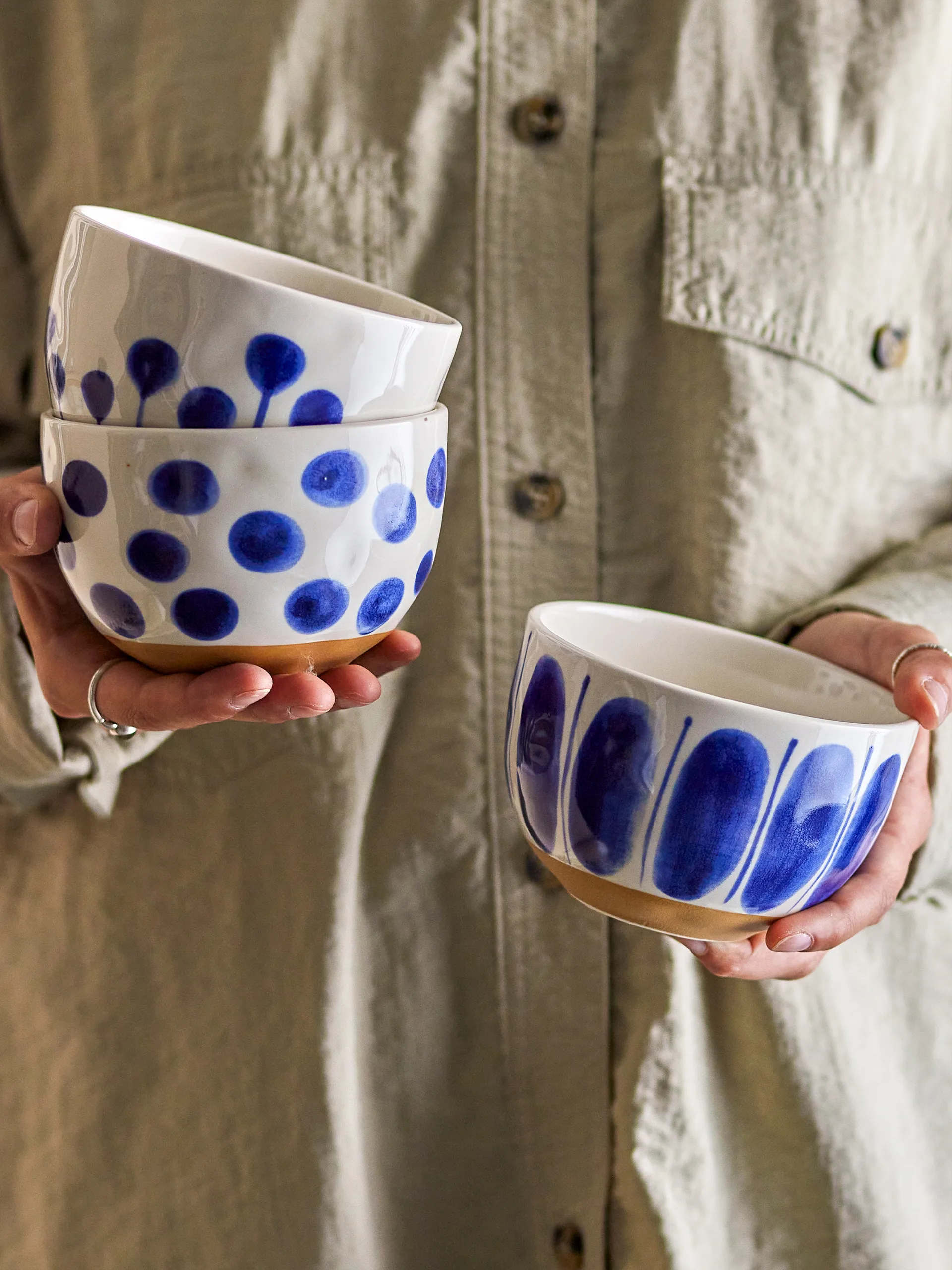 Linora Schale 58 cl 3-teilig, Blau Bloomingville