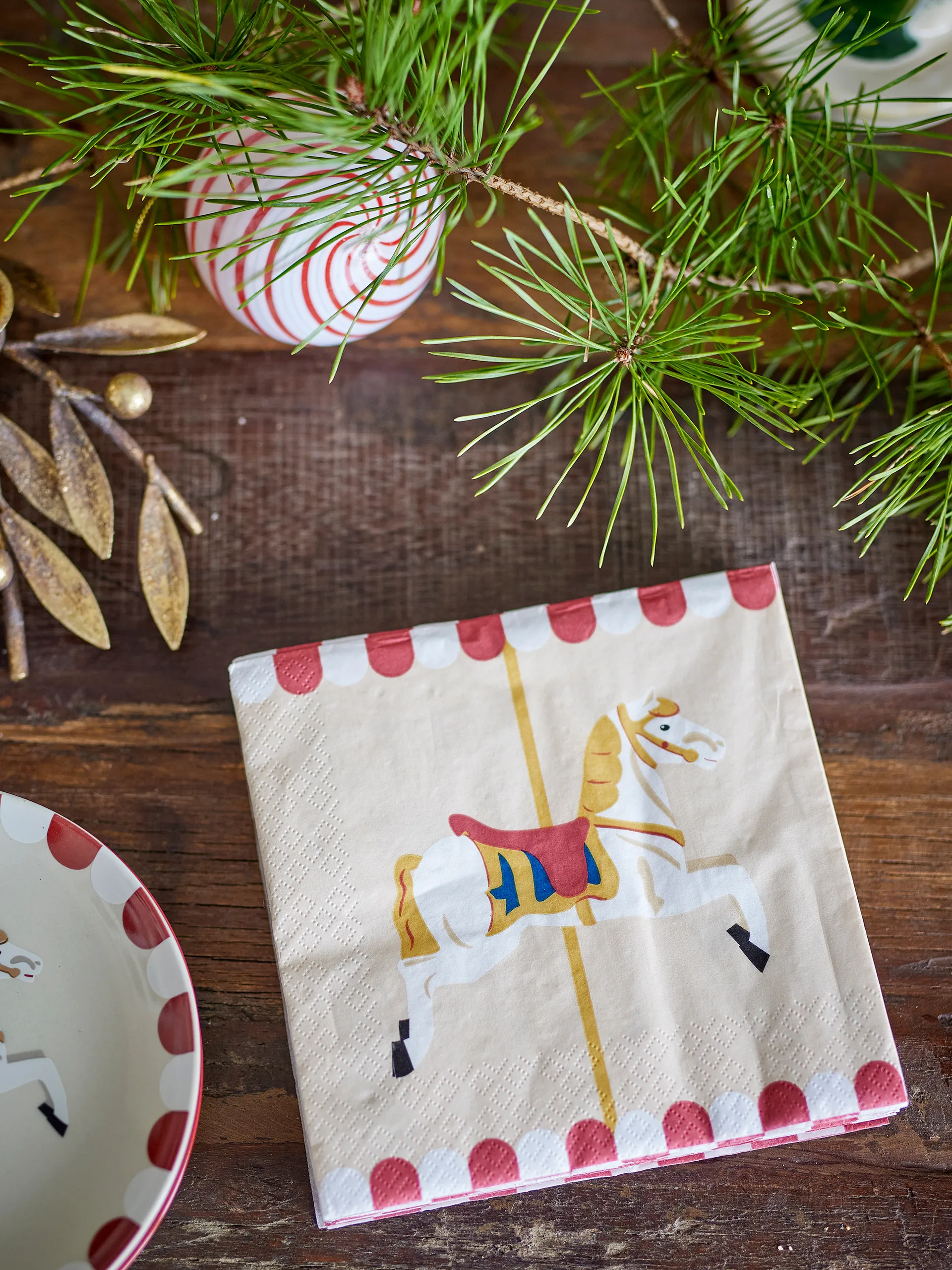 Merry-go-round Serviette 33x33 cm 20-er Packung, Natur Bloomingville