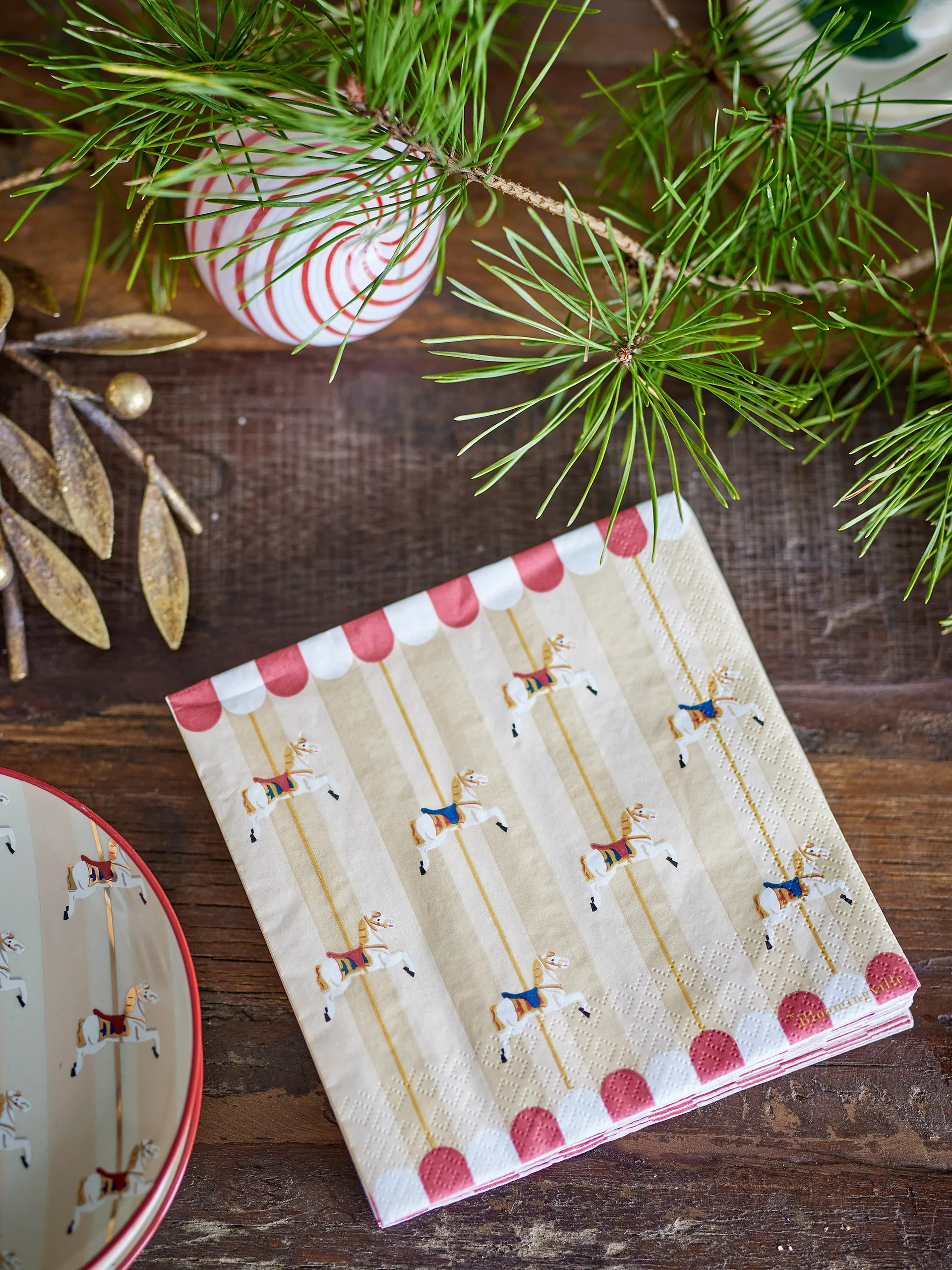 Merry-go-round Serviette 33x33 cm 20-er Packung, Natur Bloomingville