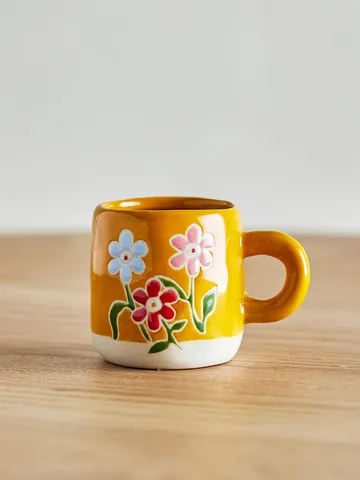 Millie Tasse 110 ml - Gelb, Blumen - Bloomingville