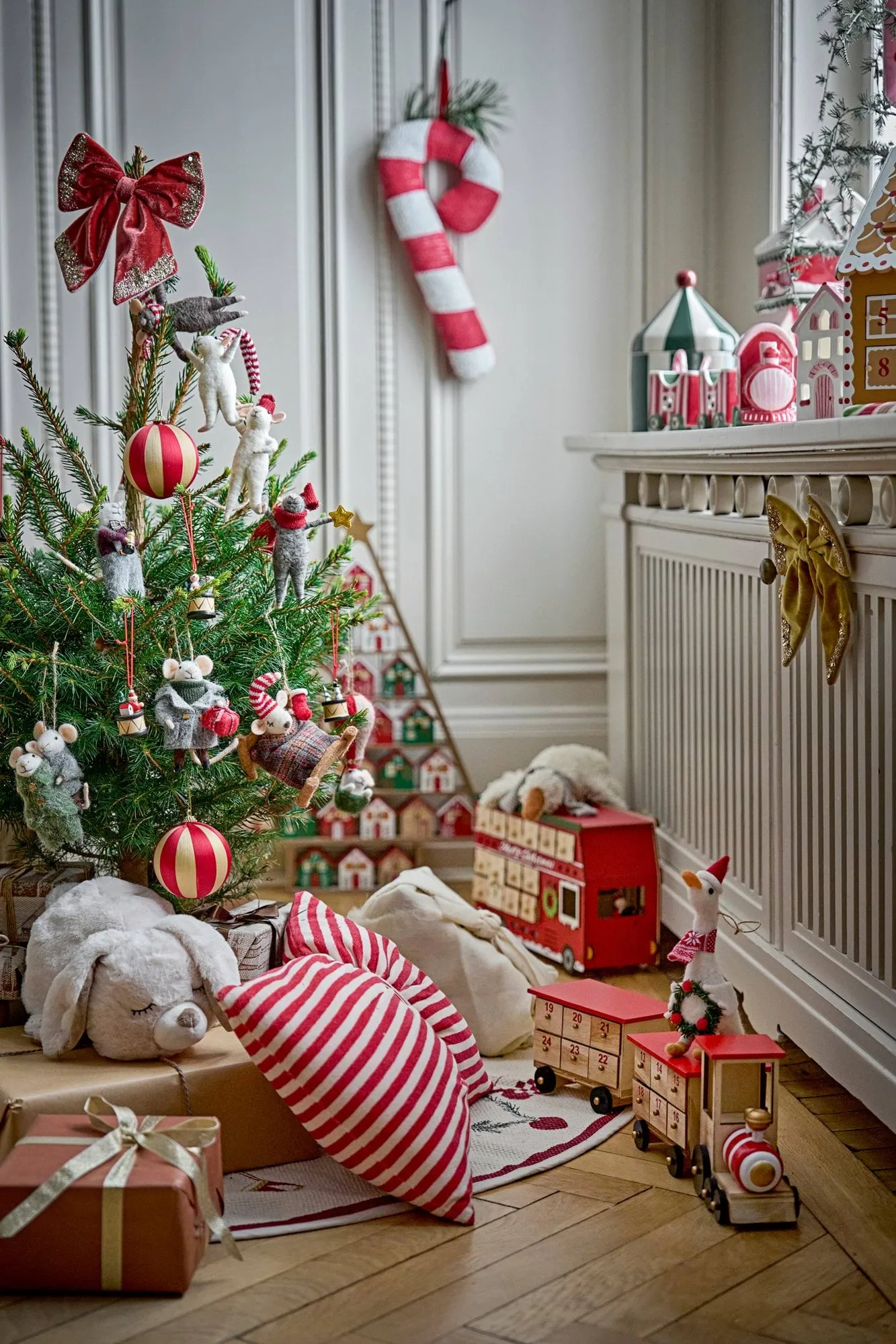 Peo Weihnachtsbaumanhänger Wolle 2 Teile, Grün-Grau, 11 cm Bloomingville