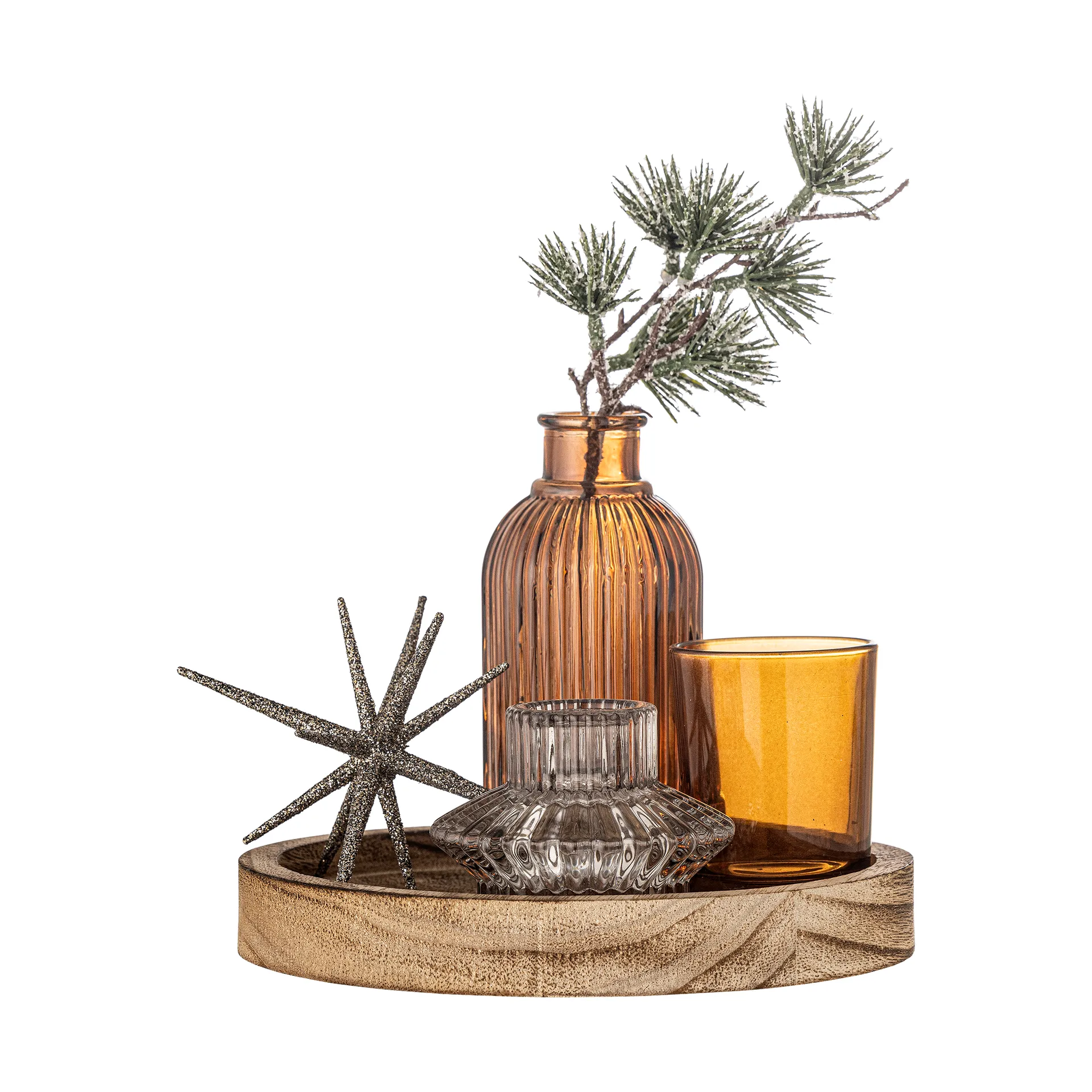 Sanga rundes Tablett mit Dekokartionsobjekt 6-teilig, Gold Bloomingville