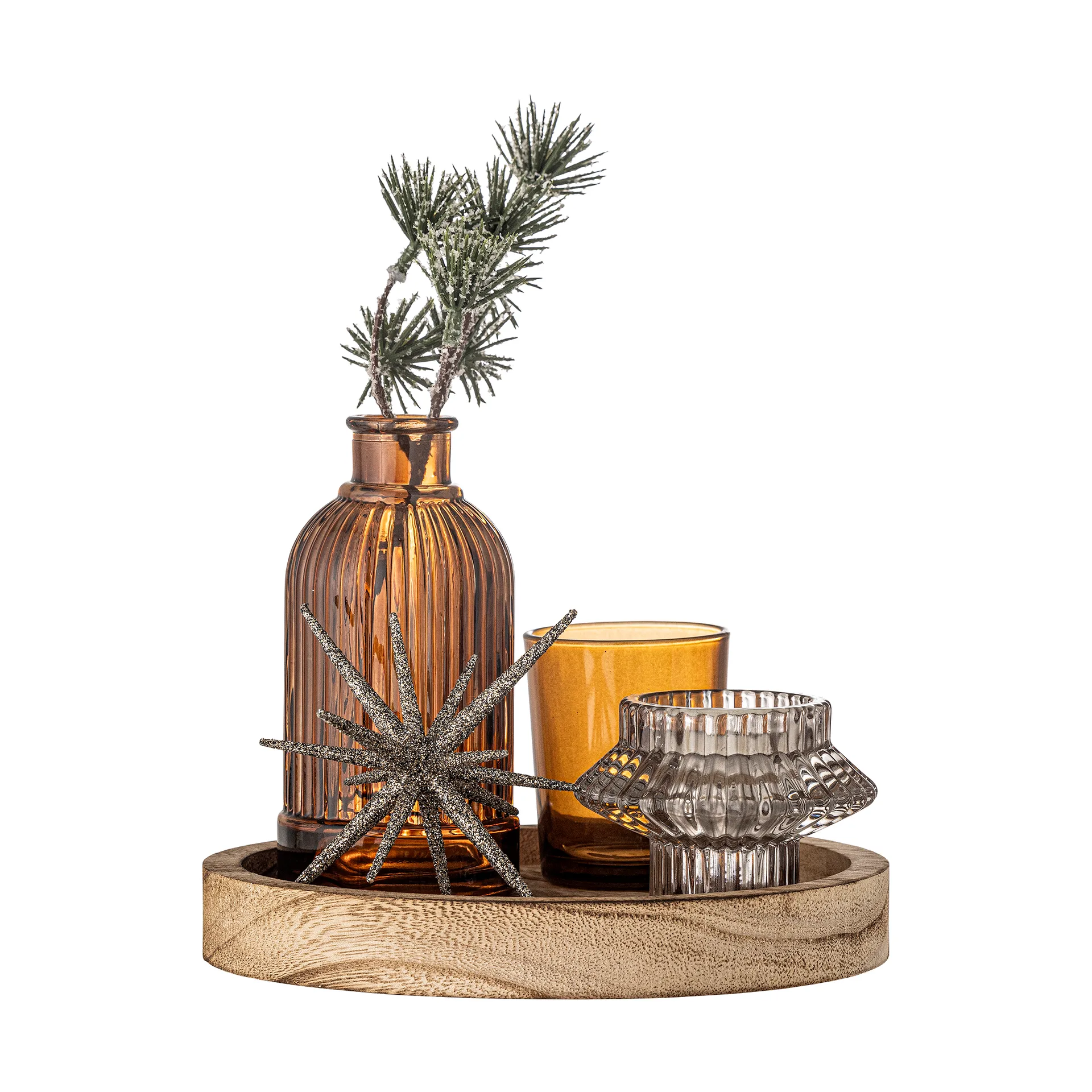 Sanga rundes Tablett mit Dekokartionsobjekt 6-teilig, Gold Bloomingville