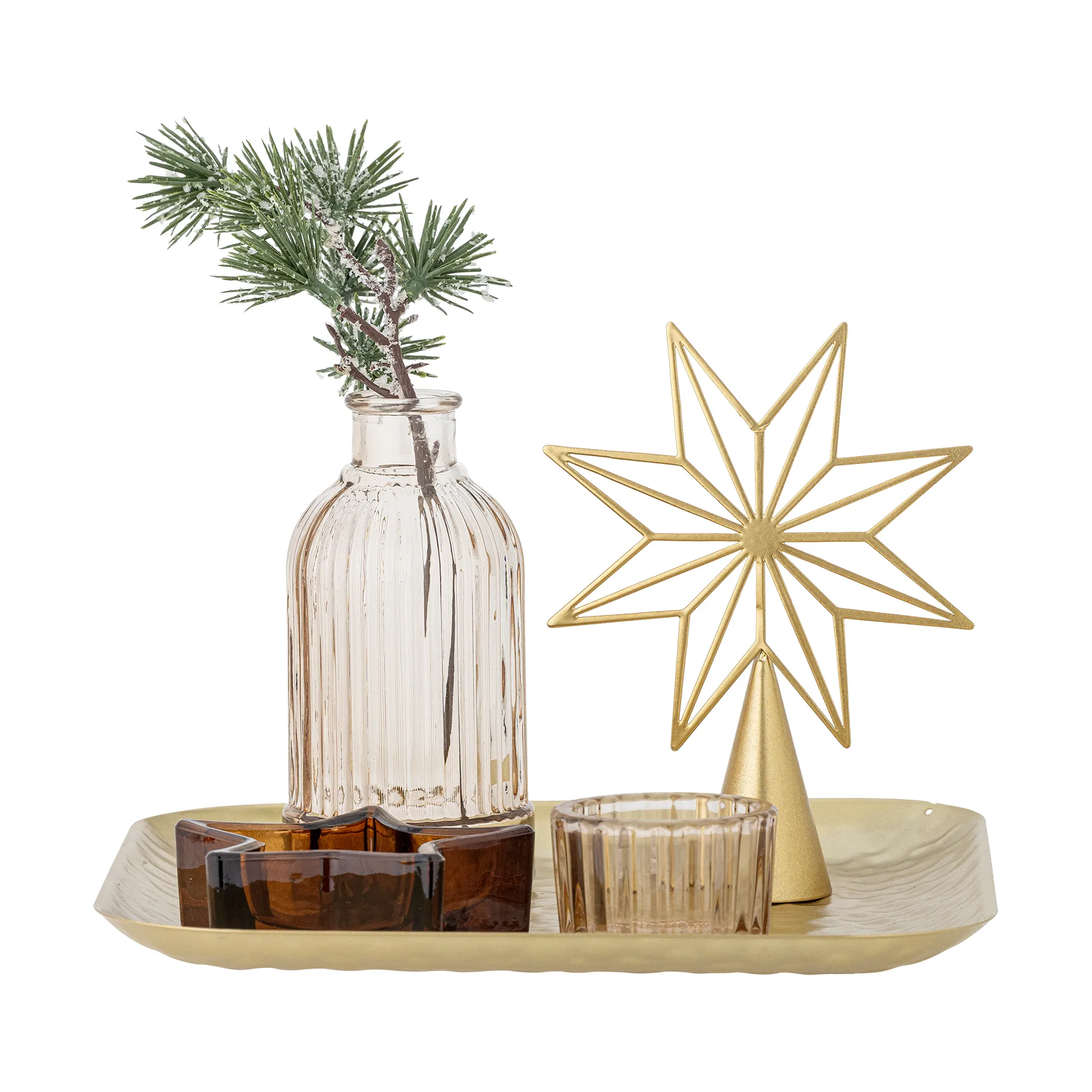 Sanga Tablett mit Dekorationsobjekt 6-teilig, Gold Bloomingville