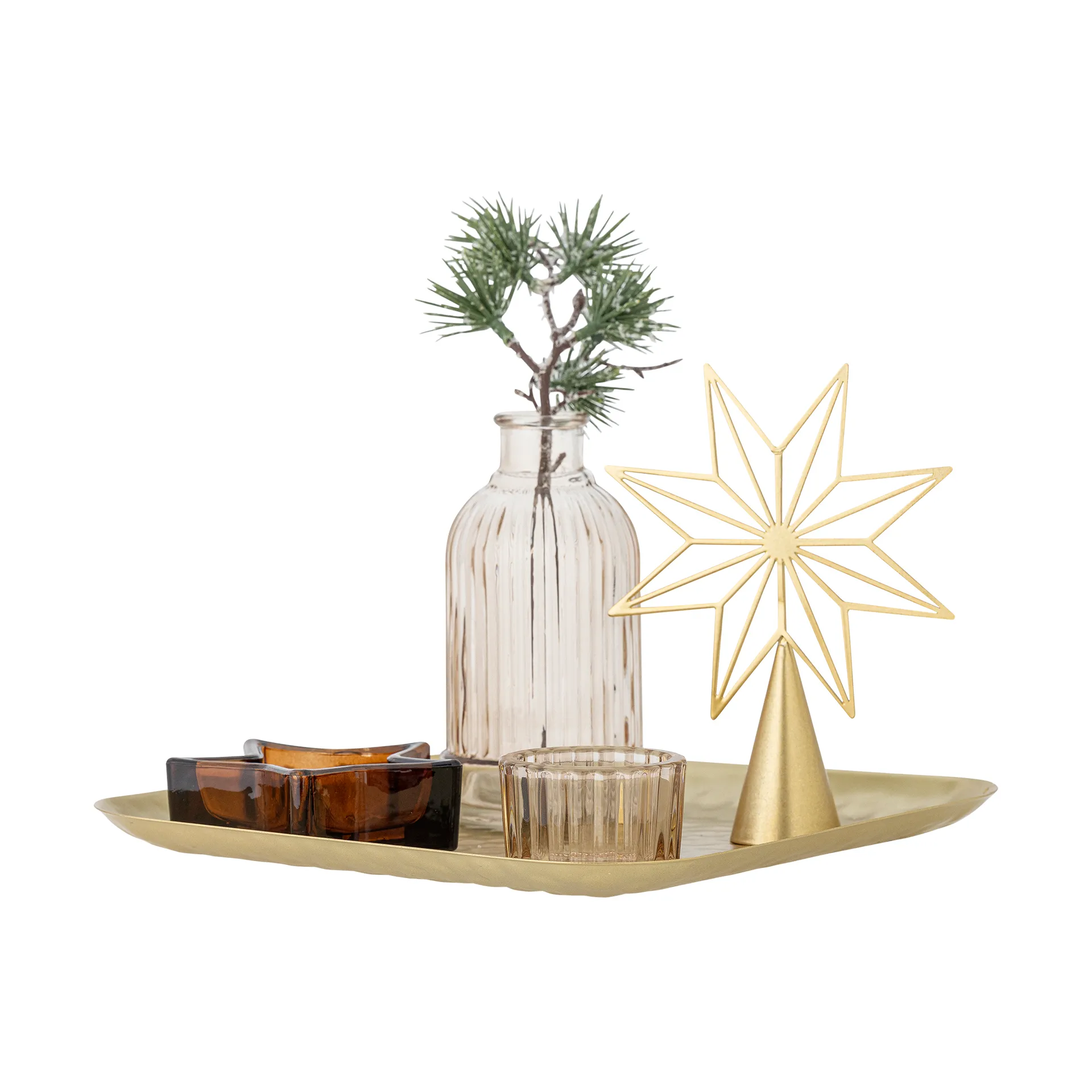 Sanga Tablett mit Dekorationsobjekt 6-teilig, Gold Bloomingville