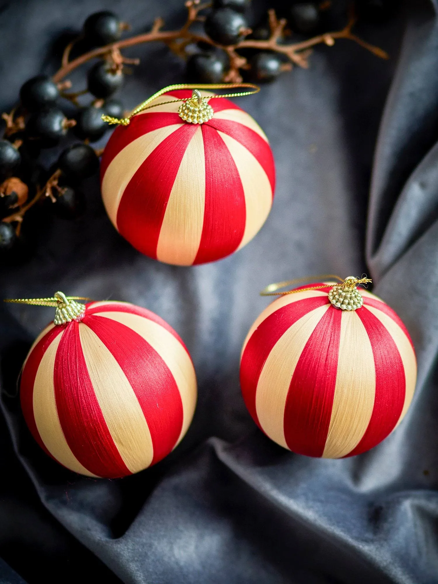 Wynn Weihnachtskugel, Rot, 3er-Pack, Ø8 cm Bloomingville