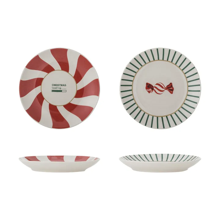 Yule assiett - Rot-Grün, 2-teilig, Ø12,5 cm - Bloomingville