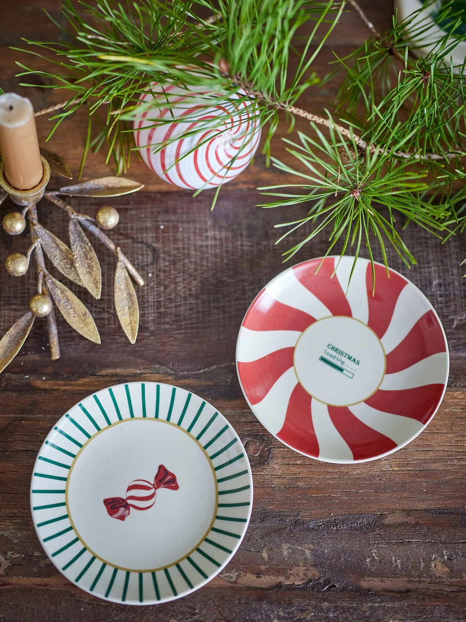 Yule Dessertteller, Rot-Grün, 2-teilig, Ø12,5 cm Bloomingville