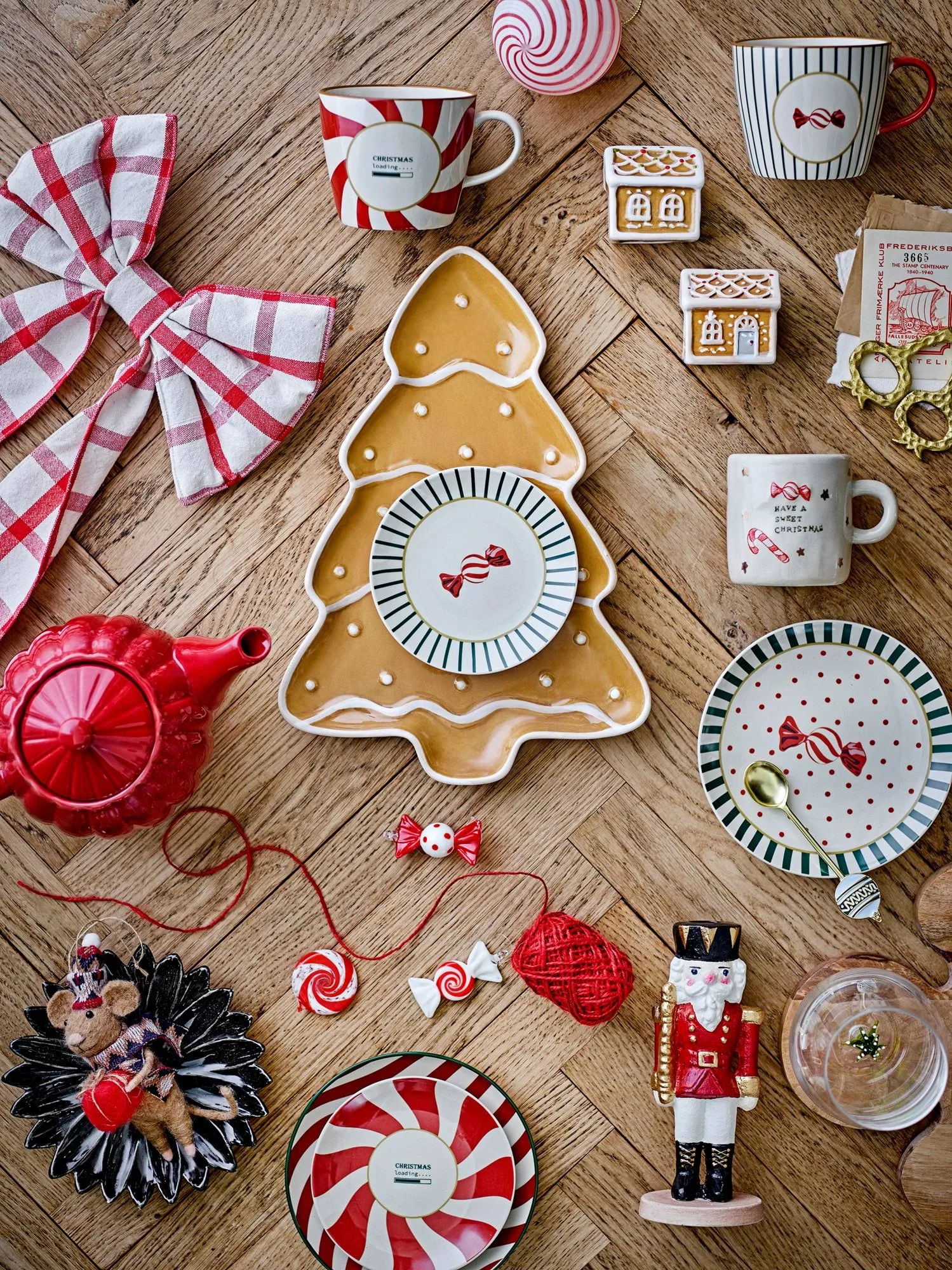 Yule Dessertteller, Rot-Grün, 2-teilig, Ø12,5 cm Bloomingville