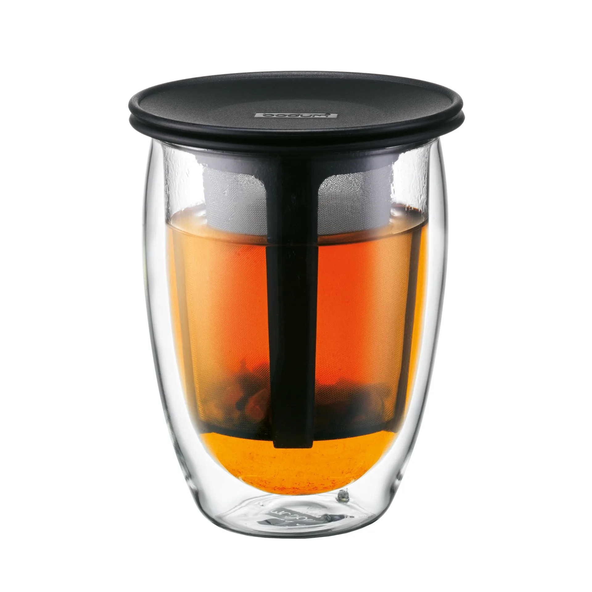 Tea For One Glas mit Teesieb, Schwarz Bodum