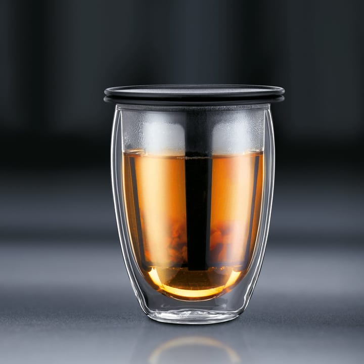 Tea For One Glas mit Teesieb, Schwarz Bodum