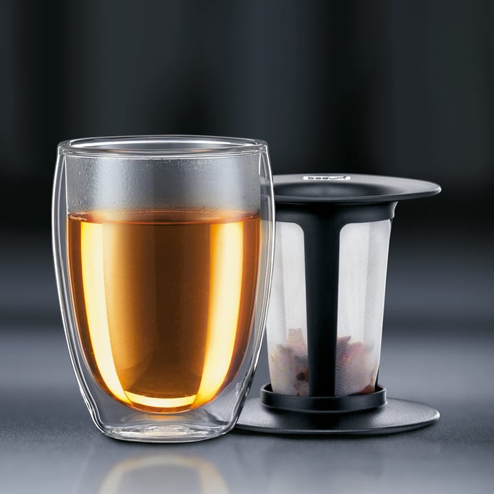 Tea For One Glas mit Teesieb, Schwarz Bodum