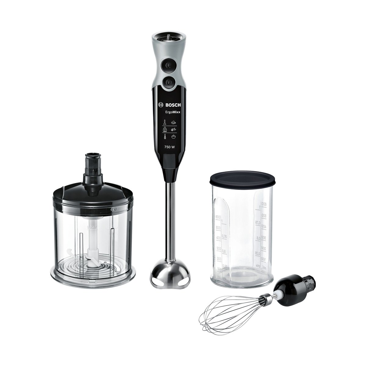Bosch Bosch ErgoMixx MSM67160 Stabmixer-Set 750W Schwarz-Fenstergrau