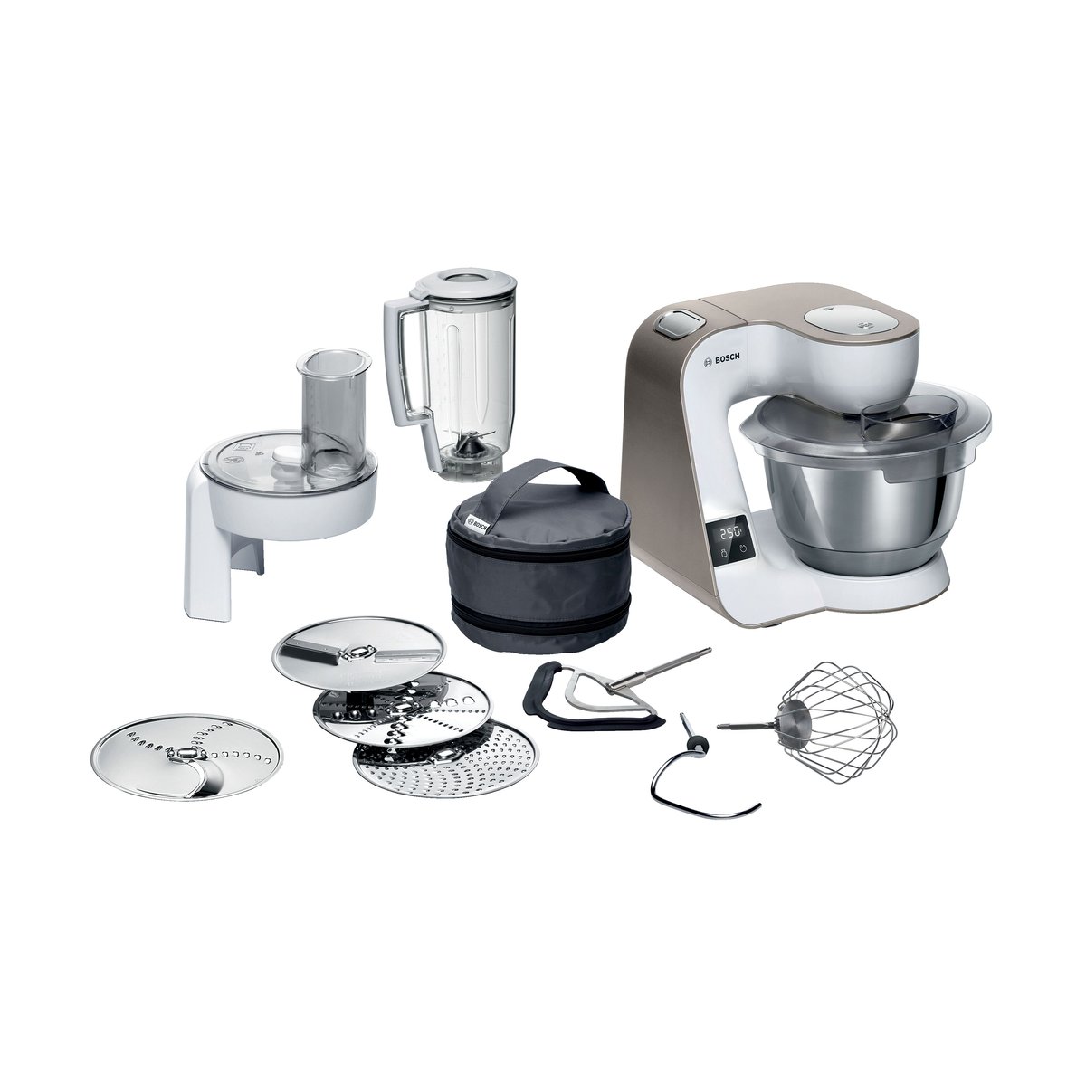 Bosch Bosch Serie 4 MUM5XW20 Küchenmaschine mit Waage 1000W Weiß-Champagner