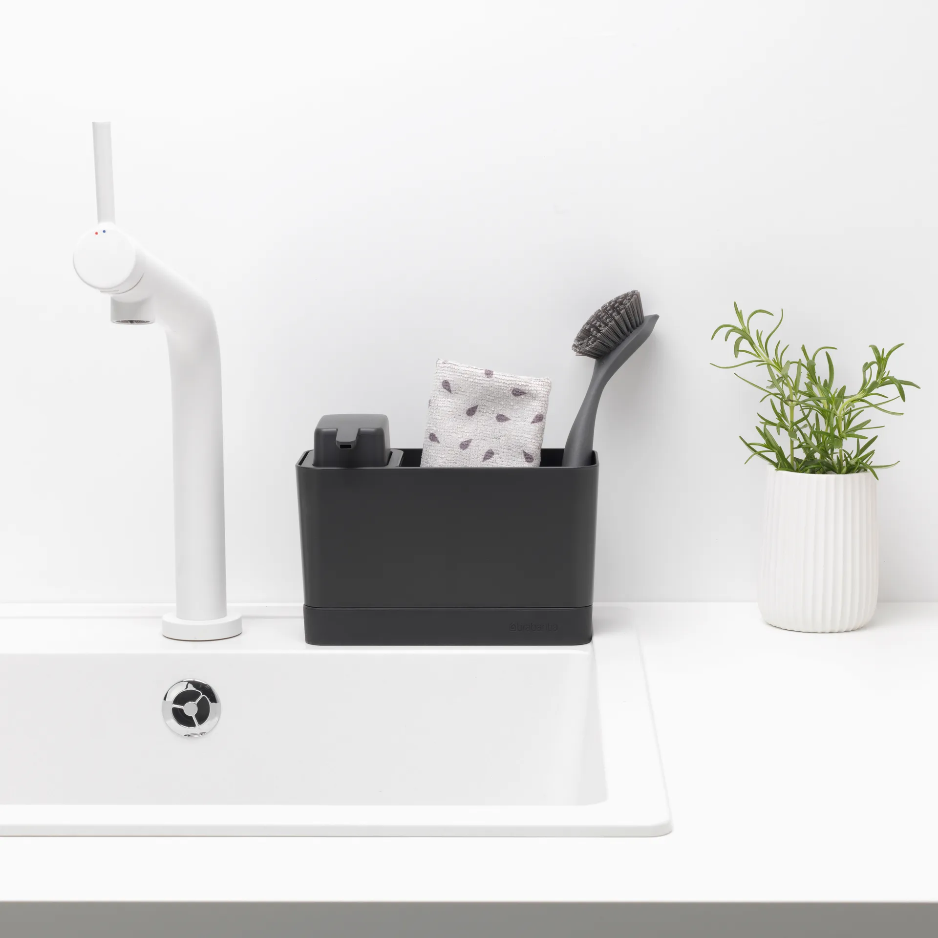Brabantia Spülbecken Organizer mit Seifenspender, Dunkelgrau Brabantia