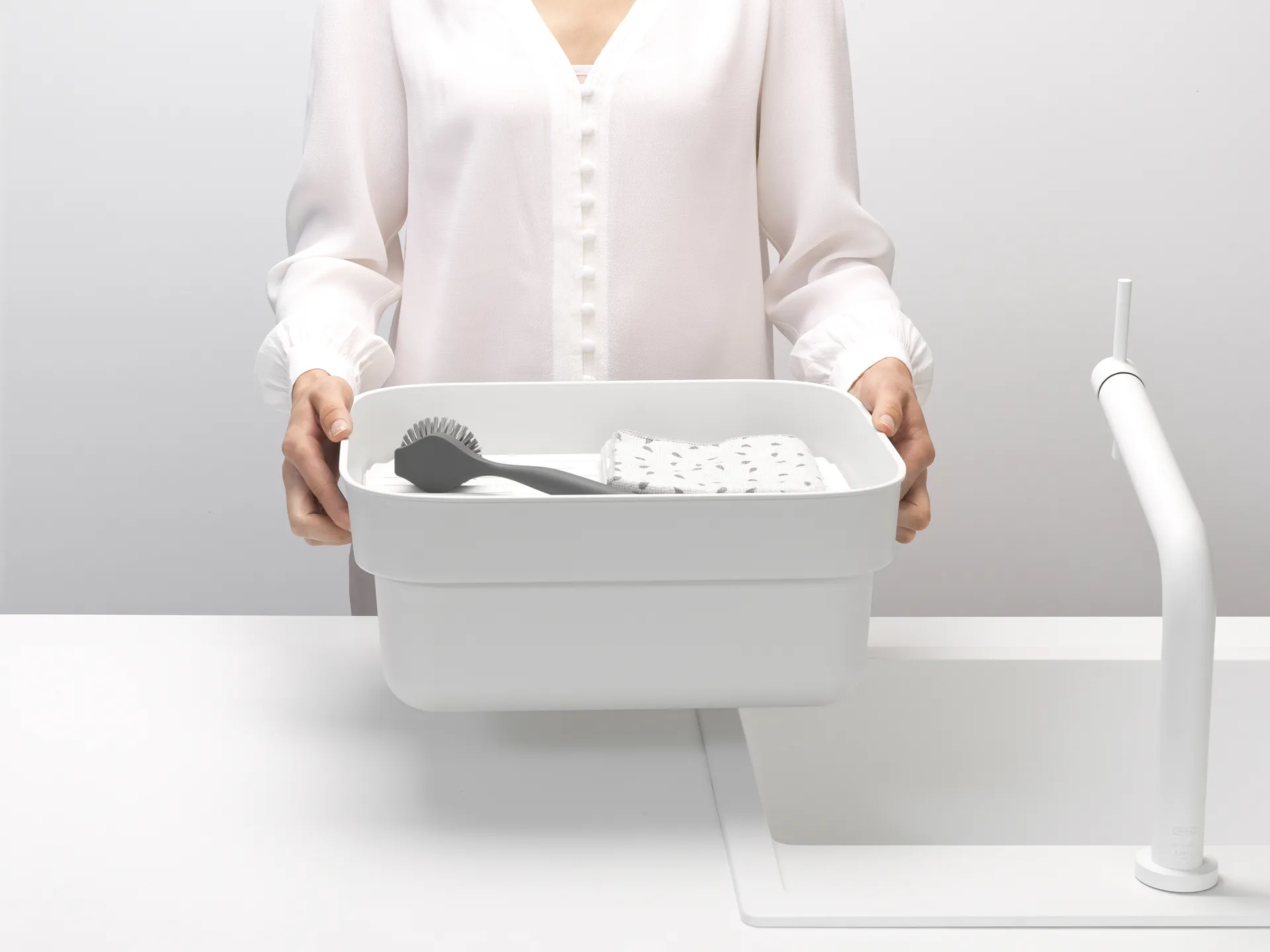 Sinkside Abtropfgestell mit Trockenablage 34 x 37cm, Hellgrau Brabantia