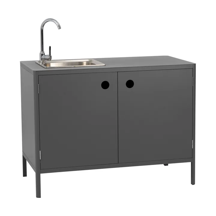 Kelia Outdoor-Küchen-Unterschrank mit Spüle - Anthrazit, 121x90x64 cm - Brafab