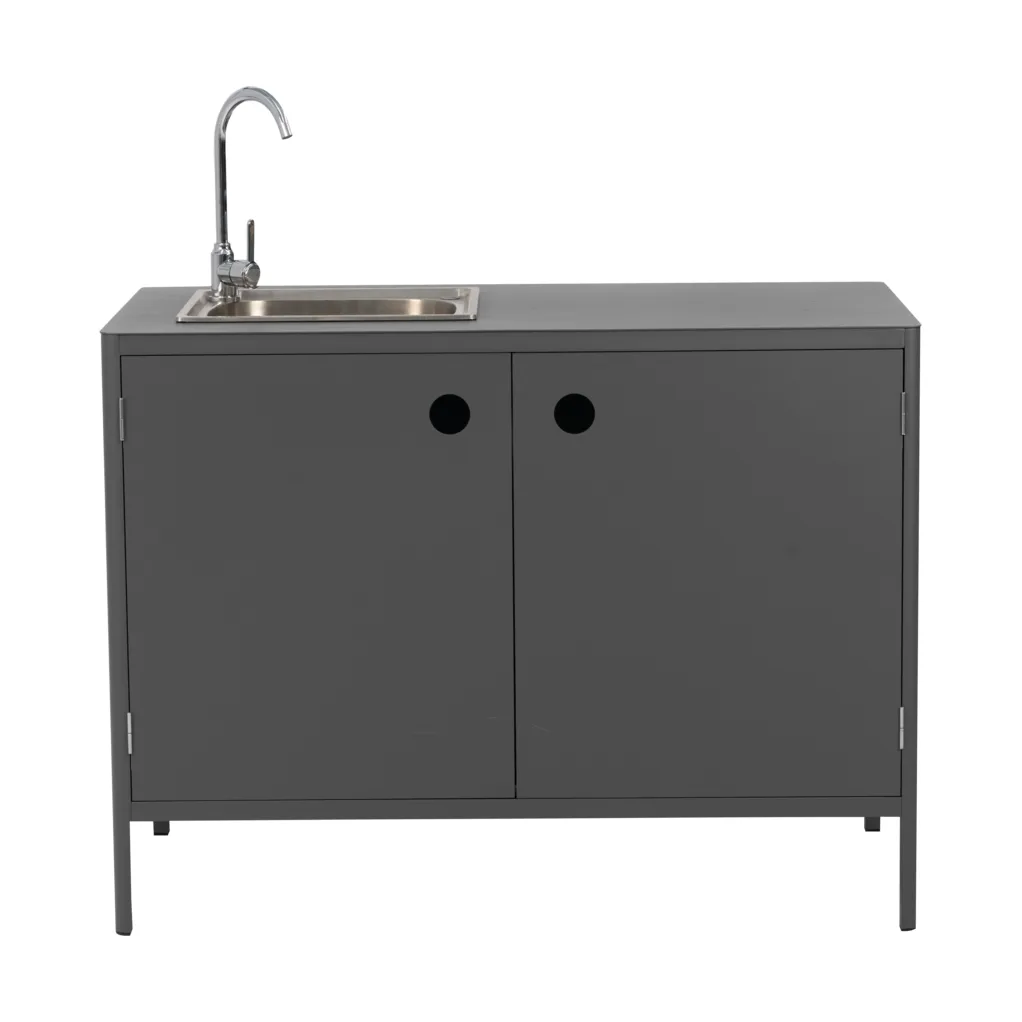 Kelia Outdoor-Küchen-Unterschrank mit Spüle, Anthrazit, 121x90x64 cm Brafab