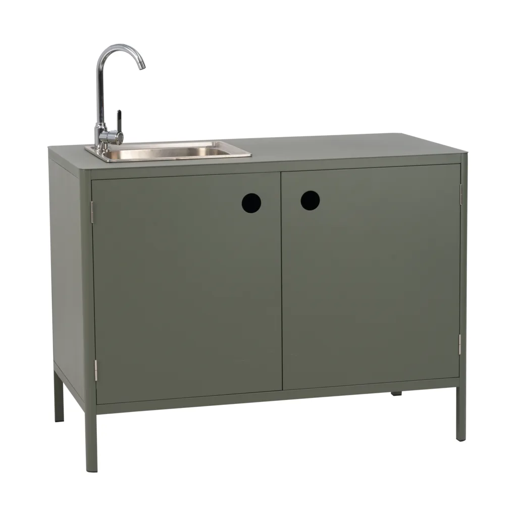 Kelia Outdoor-Küchen-Unterschrank mit Spüle, Nordic green, 121x90x64 Brafab