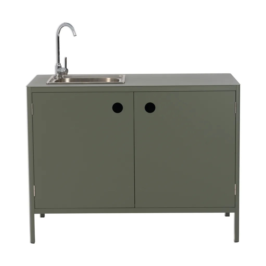 Kelia Outdoor-Küchen-Unterschrank mit Spüle, Nordic green, 121x90x64 Brafab