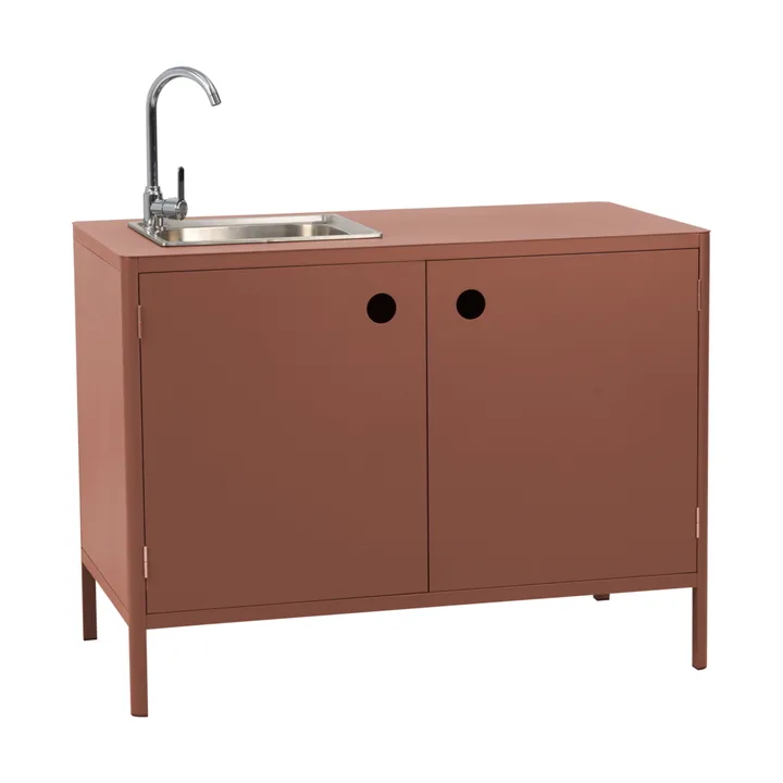 Kelia Outdoor-Küchen-Unterschrank mit Spüle - Zin red, 121x90x64 - Brafab