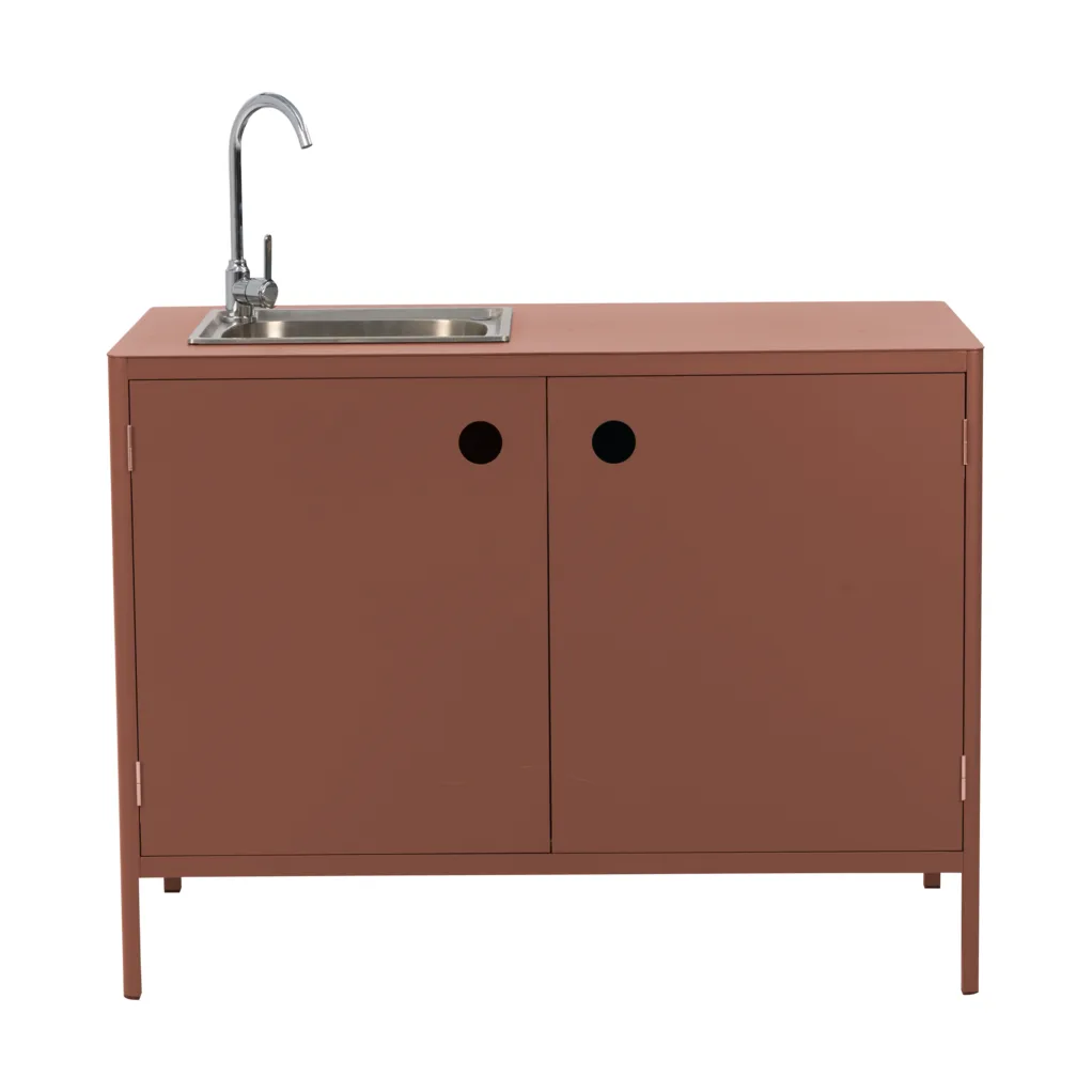 Kelia Outdoor-Küchen-Unterschrank mit Spüle, Zin red, 121x90x64 Brafab