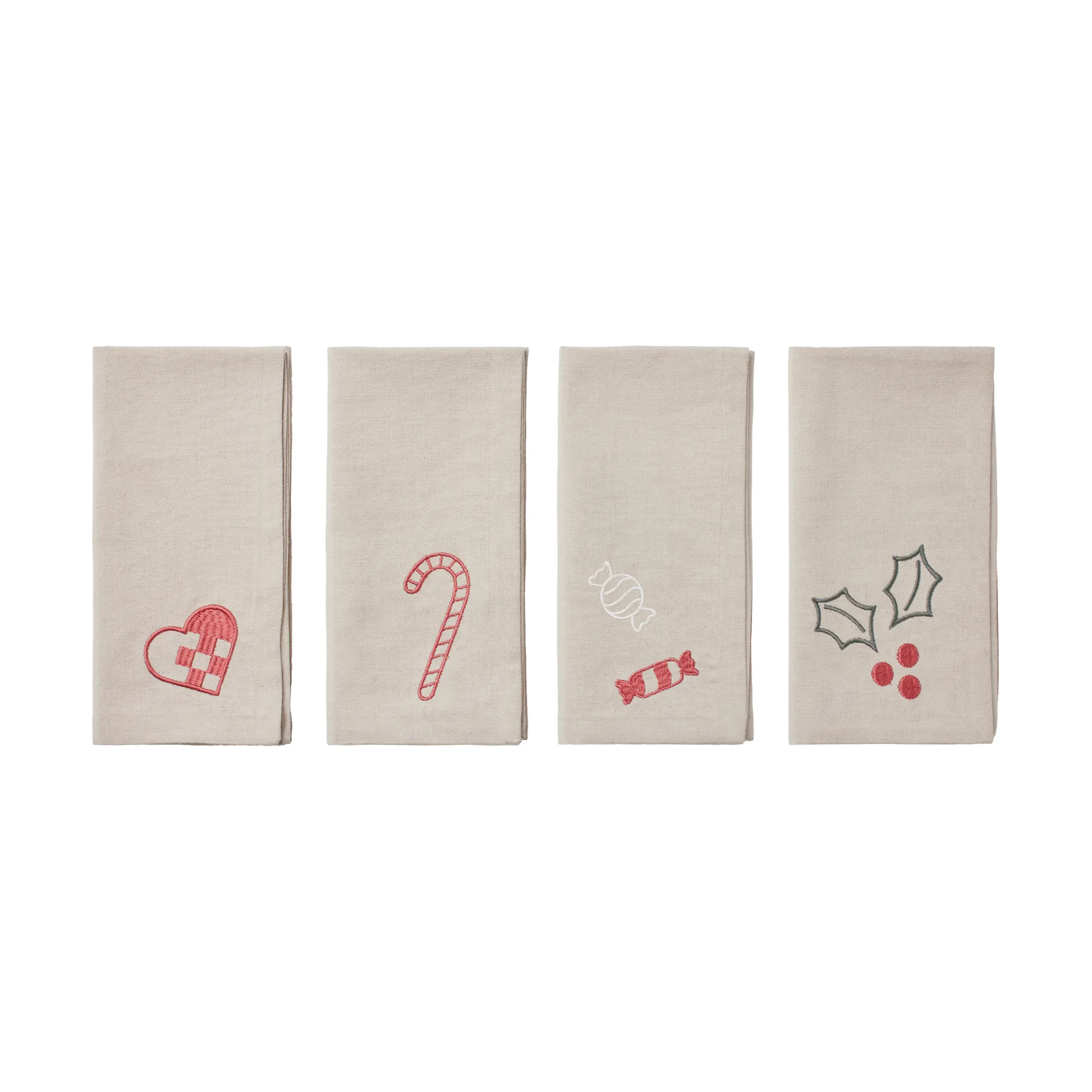 Fryd Stoffserviette 45x45cm 4 Teile, Light warm grey-red Broste Copenhagen