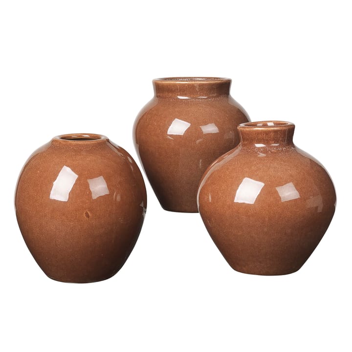 Ingrid Keramikvase 14,5cm 3er Pack - Caramel cafe - Broste Copenhagen