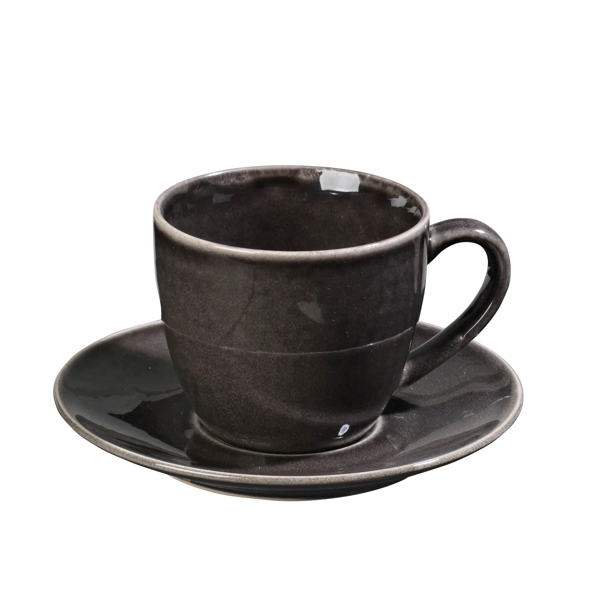 Nordic Coal Tasse inkl. Untertasse, 8,8cm Broste Copenhagen
