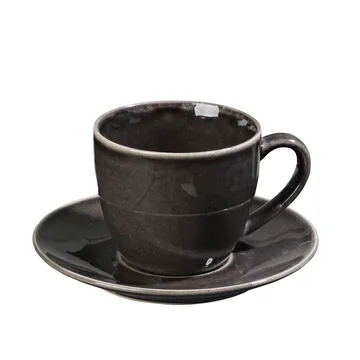 Nordic Coal Tasse inkl. Untertasse - 8,8cm - Broste Copenhagen